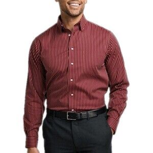 Paul Frederick Non Iron Two Ply Cotton Button Down Shirt Mens 18x35 Classic Fit